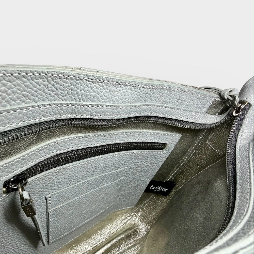 Botkier Beatrice Saddle Leather Crossbody Shoulder Bag Graphite Gray Pebbled Lea - Picture 5 of 7